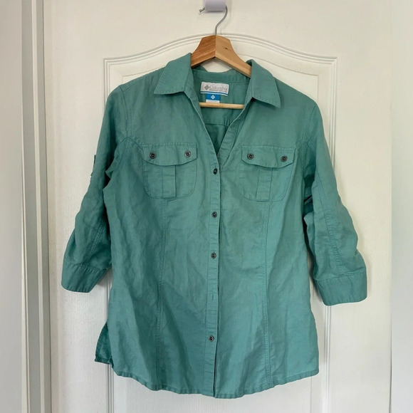 COLUMBIA Linen  Blend Top - Picture 1 of 9